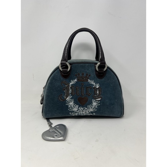 VINTAGE JUICY COUTURE BOWLER BAG * RARE BLUE VELVET *